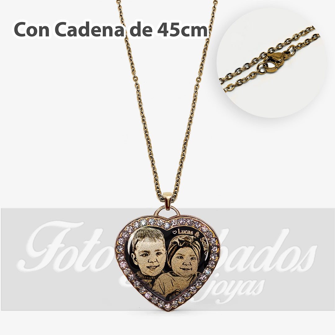 Colgante Premium corazón con piedras