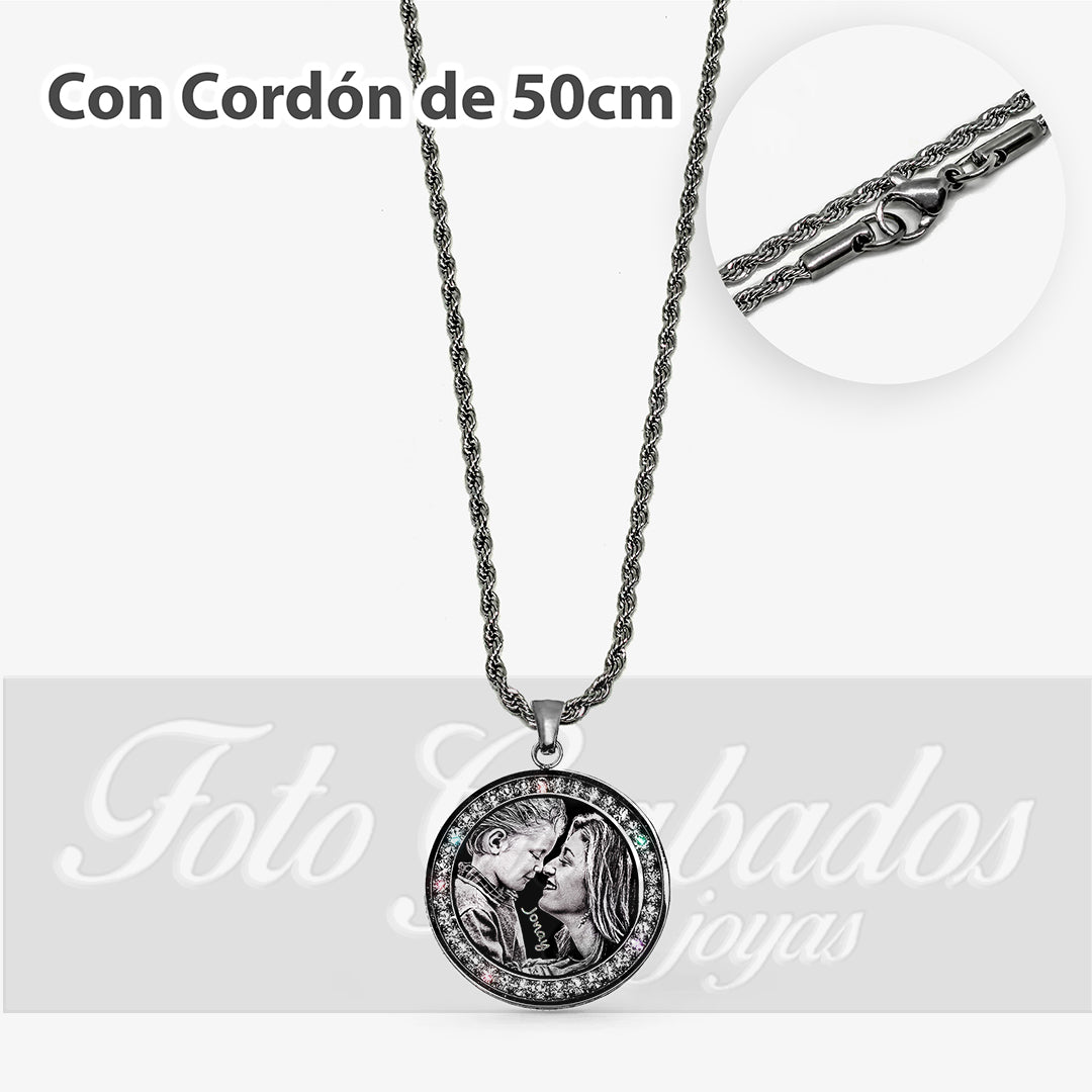 Colgante Premium circular con piedras