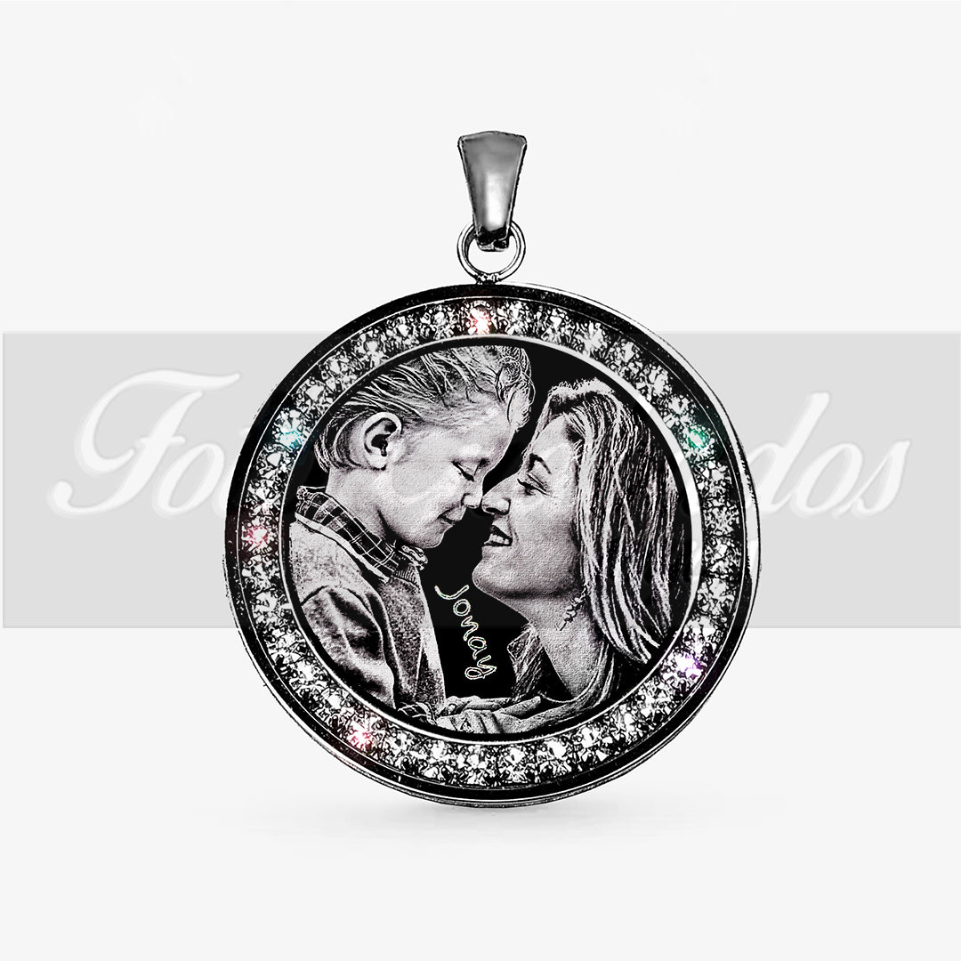 Colgante Premium circular con piedras