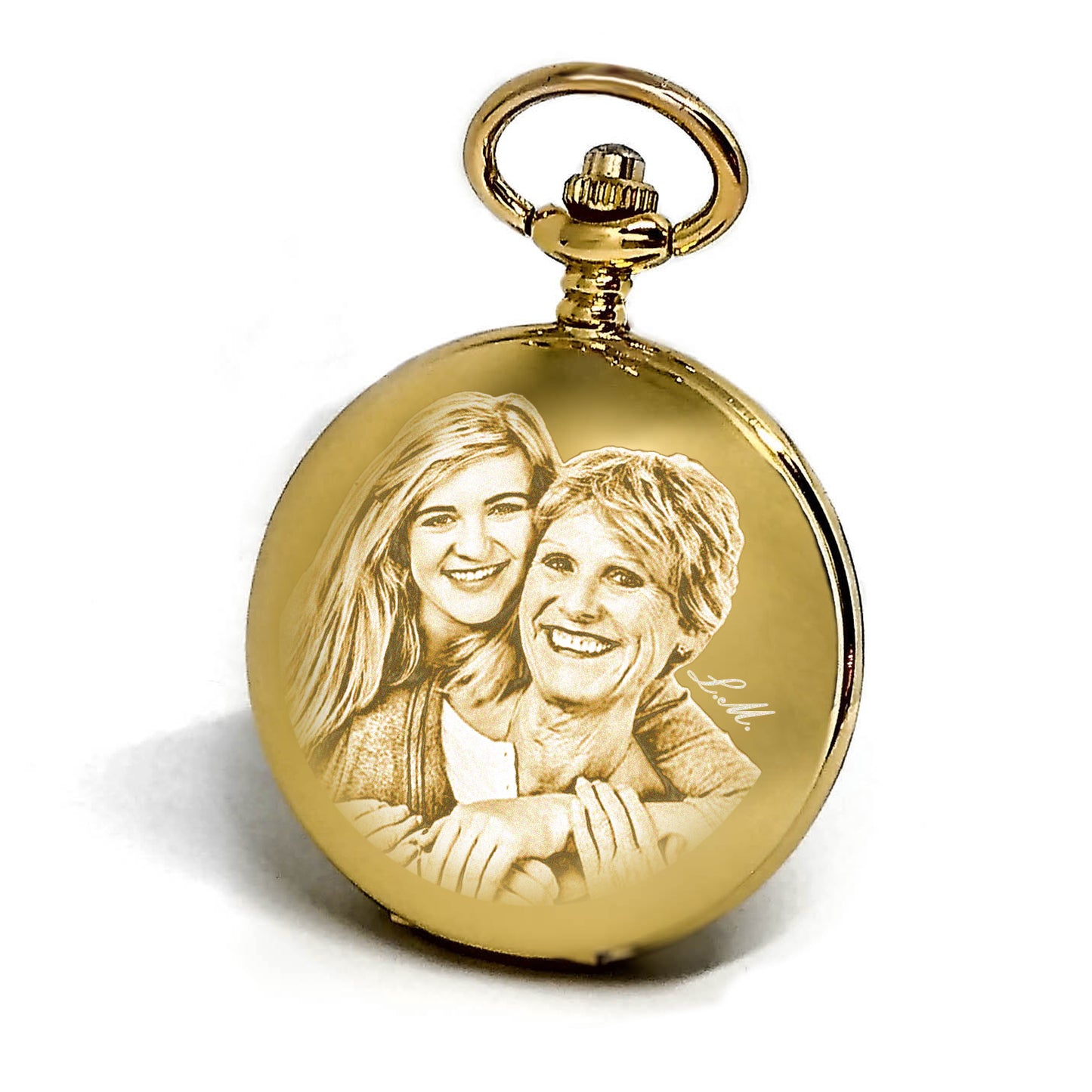Reloj de bolsillo dorado a cuerda