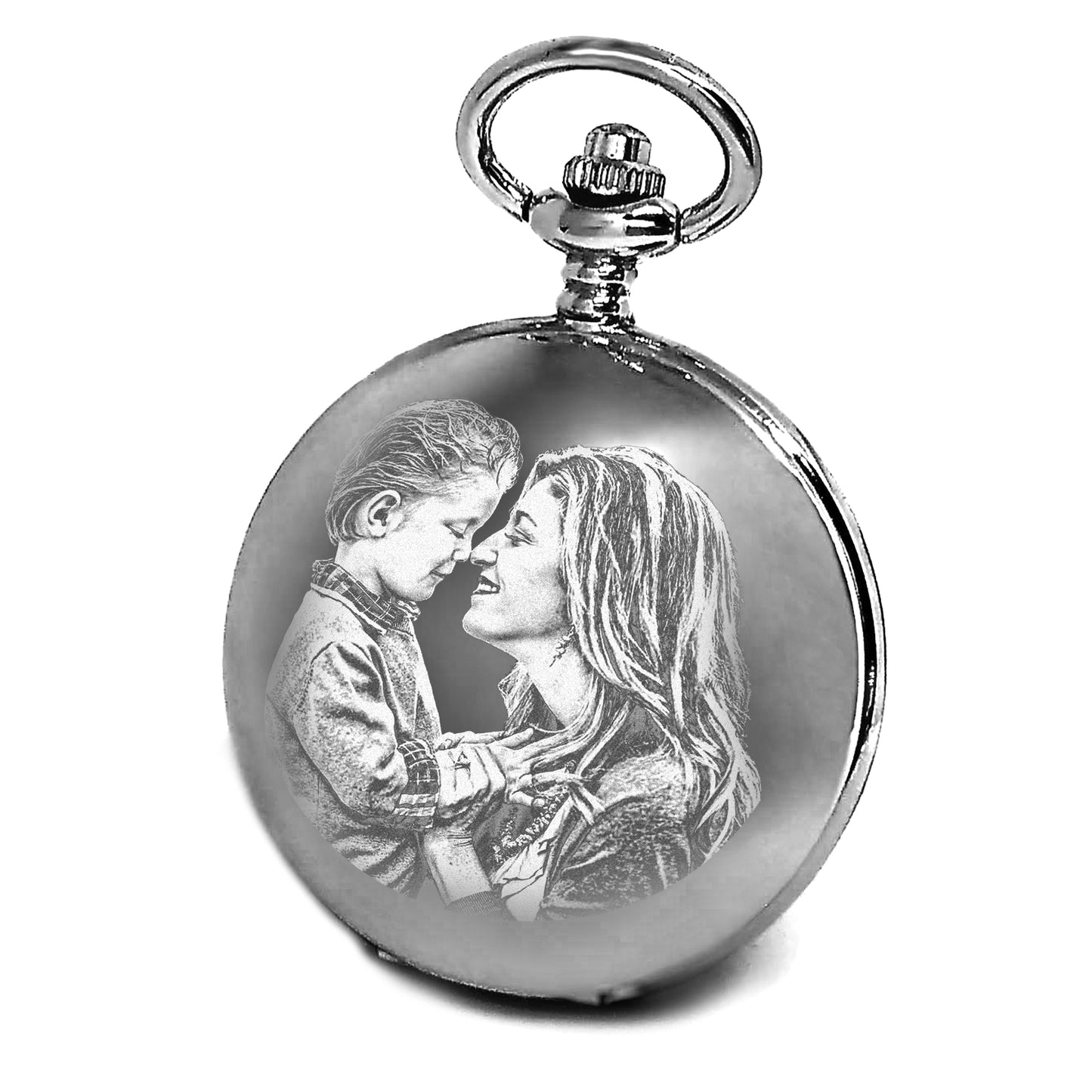 Reloj de bolsillo plateado a cuerda