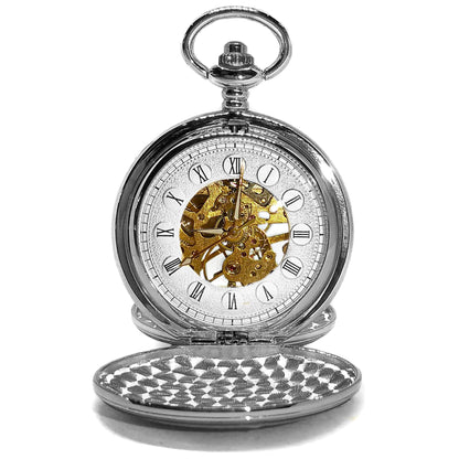 Reloj de bolsillo plateado a cuerda